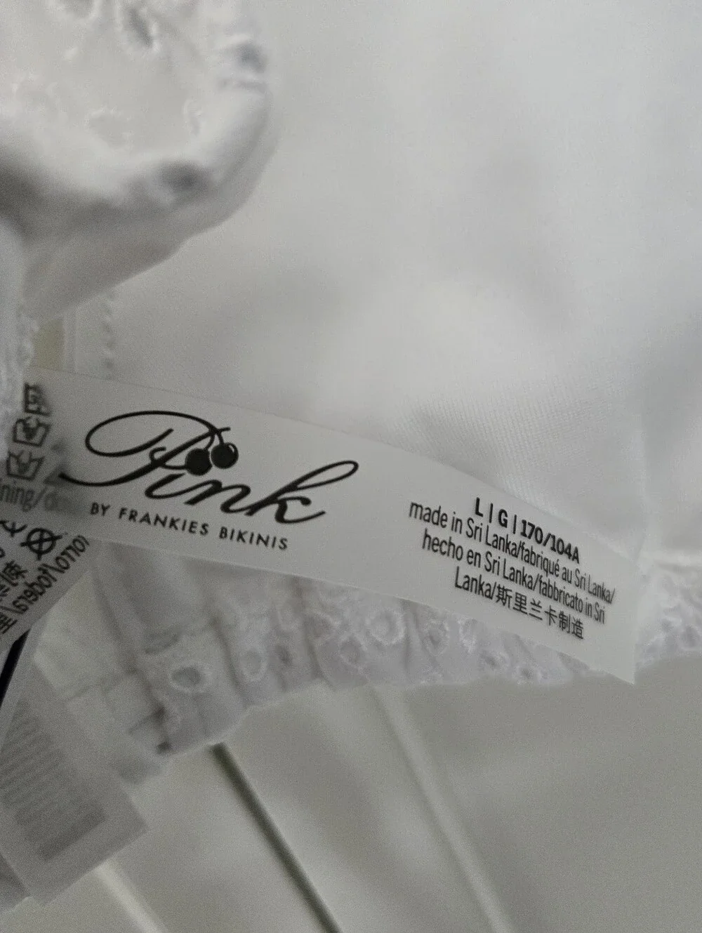 NWT FRANKIES Bikinis By PINK White Eyelet Triangle Bikini Top